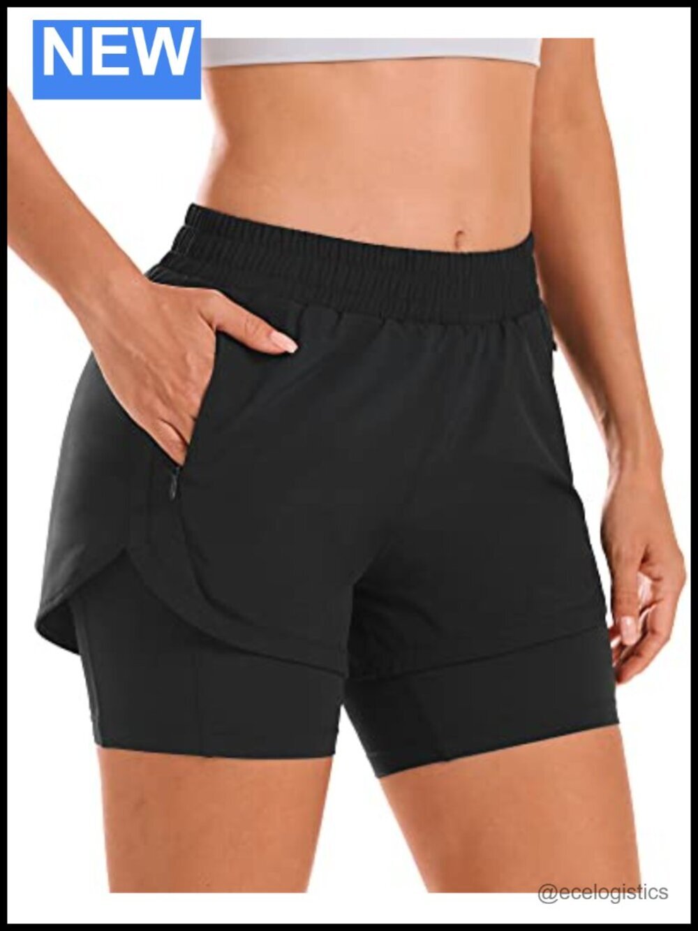 2-in-1 Running Shorts with Liner Zipper Pockets High Waisted Athletic